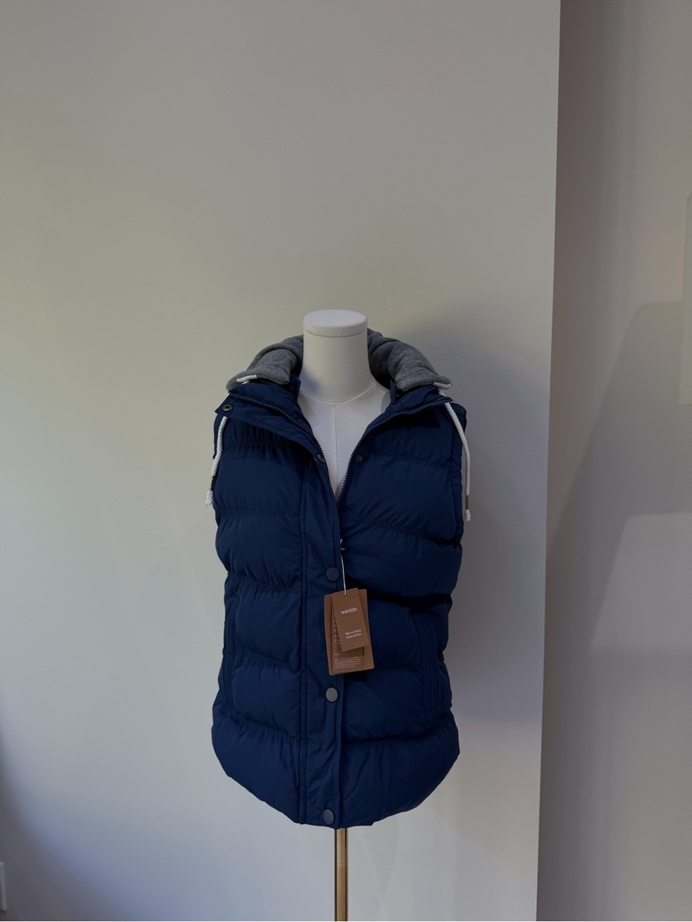Insulated Navy Hooded Puffer Vest for Women